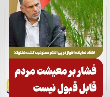 انتقاد نماینده اهواز در پی اعلام ممنوعیت کشت شلتوک: فشار بر معیشت مردم قابل قبول نیست