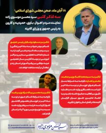 صحن مجلس شورای اسلامی  سه تذکر کتبی سید محسن موسوی زاده نماینده مردم اهواز، باوی، حمیدیه و کارون به رئیس جمهور و وزرای کابینه