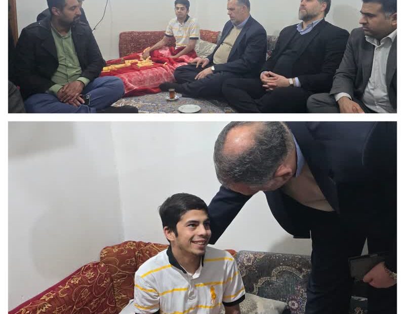 «بمناسبت ولادت حضرت ابوالفضل (ع) و روز جانباز» تفقد و تجلیل از جانباز جنگ ۱۲ روزه (سرباز پدافند) حسن یالی نسب در کوی ولیعصر(عج) شهرستان کارون